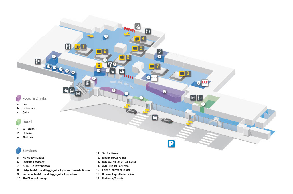 Plattegrond aankomstzone